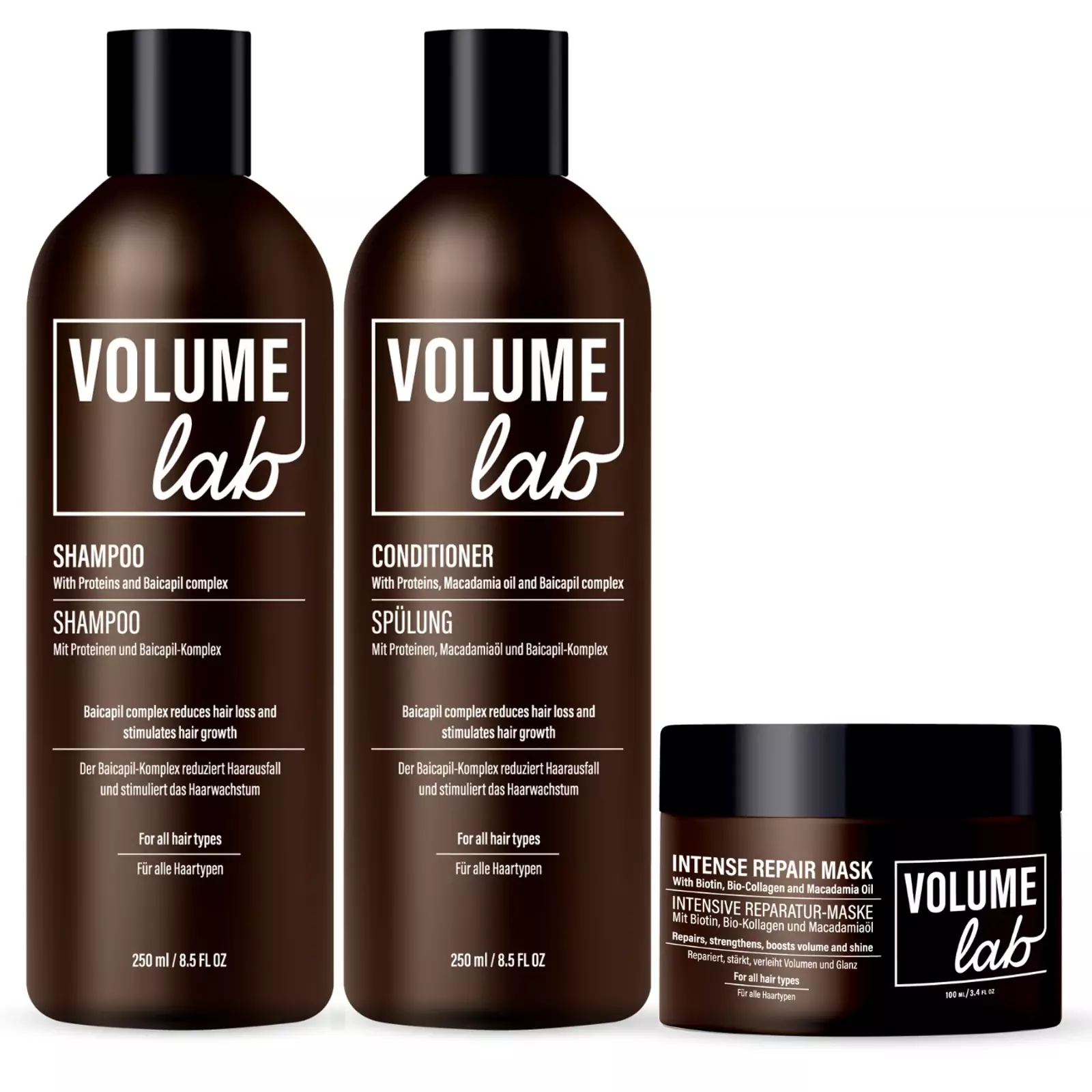VOLUME LAB maksimaalinen ja intensiivinen elvyttävä ja silottava sarja hiuksille VOLUME LAB maksimaalinen ja intensiivinen elvyttävä ja silottava sarja hiuksille